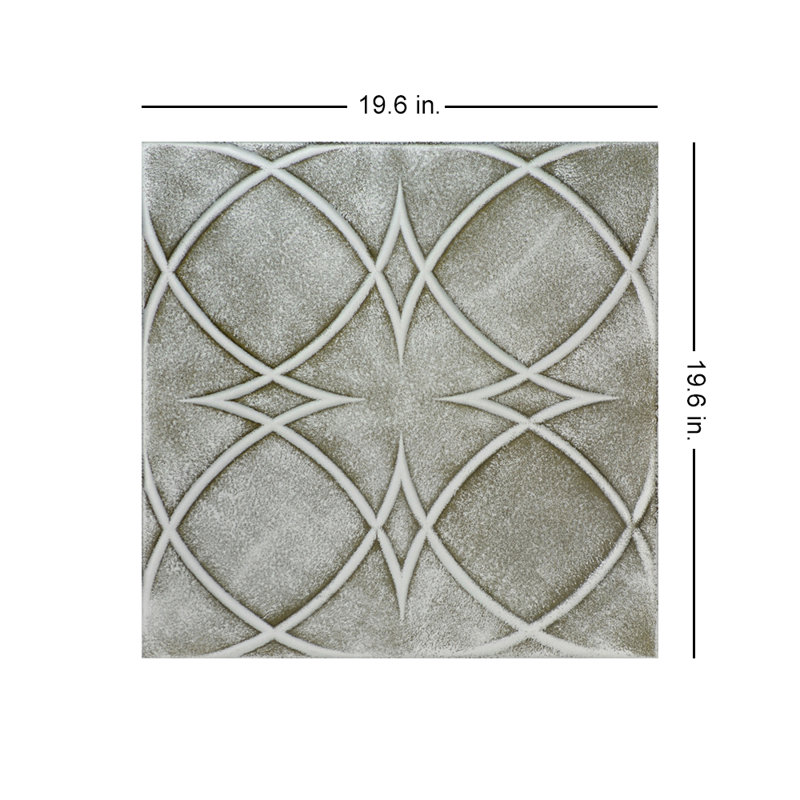 Carreau de plafond en polystyrène encollé 1,6 pi x 1,6 pi Circles and Stars, Gris mousse