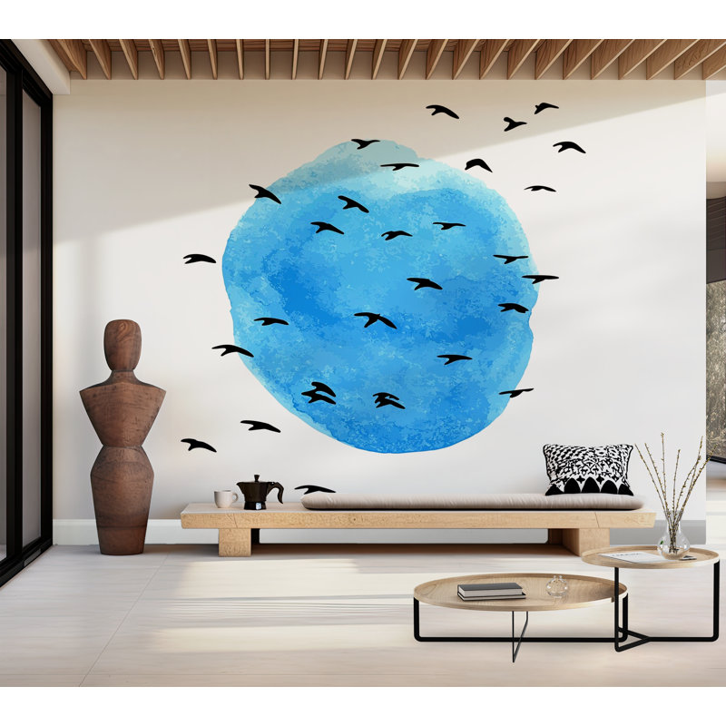 Papier peint de qualité supérieure - Ciel abstrait d'oiseaux, L 96 po x l 120 po
