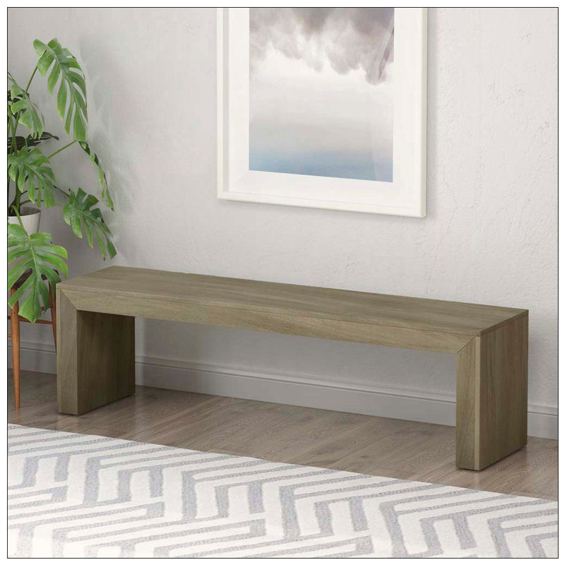 Banc de salle à manger en bois, 63inch, Grey+Taupe1