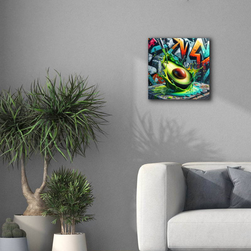  «Avocado Paint» par Rey Klimt, art mural sur toile, H 18 po x l 18 po x P 0,75 po