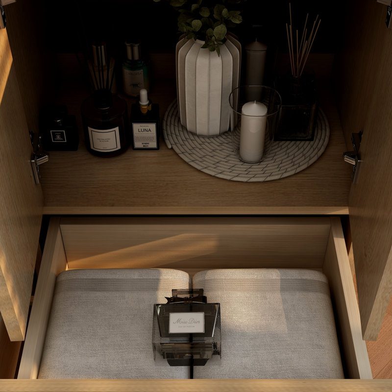 Victoria 58.9'' Double Bathroom Vanity with Acrylic Top, Oak