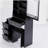 29.2" Small Size Left Bedside Cabinet Vanity Table + Cushioned Stool,2 AC+2 USB Power Station,Hair dryer bracket,Extra Large Touch Control Sliding LED Mirror,Tri-color Switching,Brightness Adjust