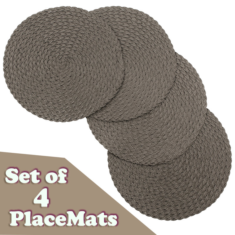 Napperon tissé rond 15 po Daisy, Gris anthracite