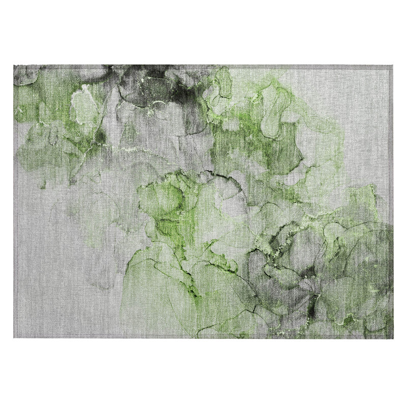Tapis extérieur lavable et antidérapant abstrait 2 pi x 3 pi vert