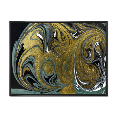 «Blue and Golden Marble Waves», peinture sur toile