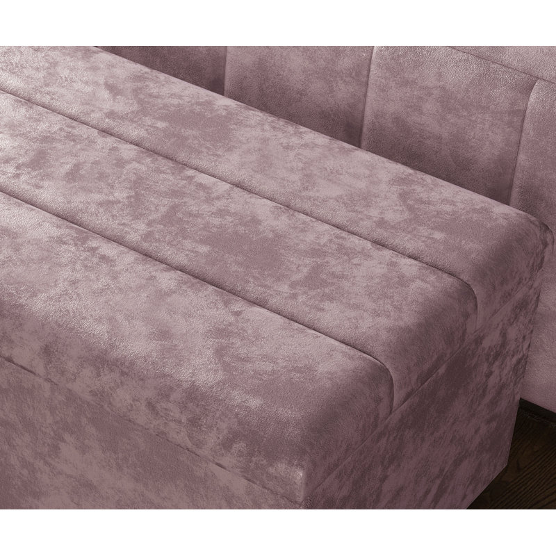 Airiona 102cm Wide Rectangle Striped Standard Ottoman with Storage, Pink