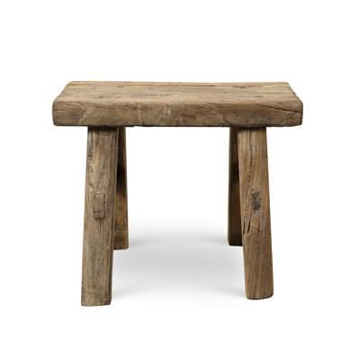 11-inch W Rustic Vintage Mini Stool Rectangular Wooden Accent with Weathered Natural Finish