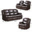 Ensemble de salon inclinable manuel en cuir 3 pièces avec accoudoirs coussinés Kamarli-1277628868