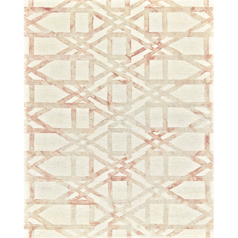 Tapis rose en laine touffeté à la main Abstract, Rectangle 2 pi x 3 pi