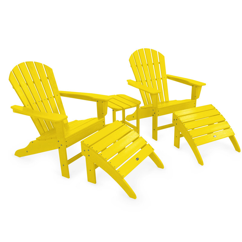 POLYWOOD South Beach Adirondack 5-Piece Set, Lemon