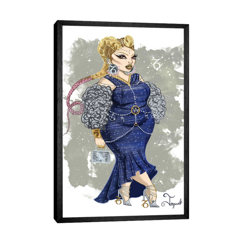Capricorn by Jonquel - Print on Canvas, 66.04cm H x 45.72cm W x 3.81cm D, Black Framed