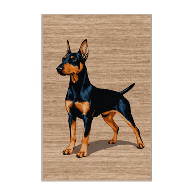 Washable German Pinscher Dogs Area Rug