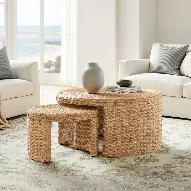 Table basse gigogne en osier à assemblage simple 39,75 po Arelys Coastal