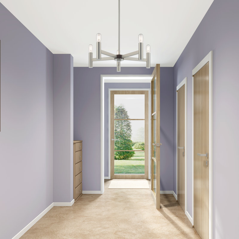 Martella 5-Light Chandelier, Nickel brossé, H 6 po x l 25 po x P 25 po