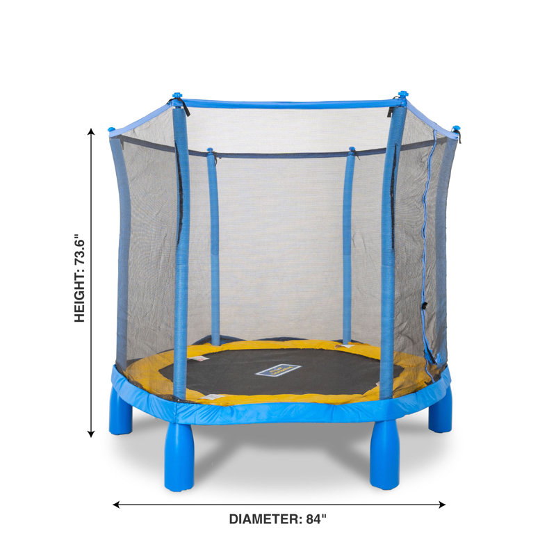 Blue 7-Foot Kids' Round Springless Trampoline with Enclosure