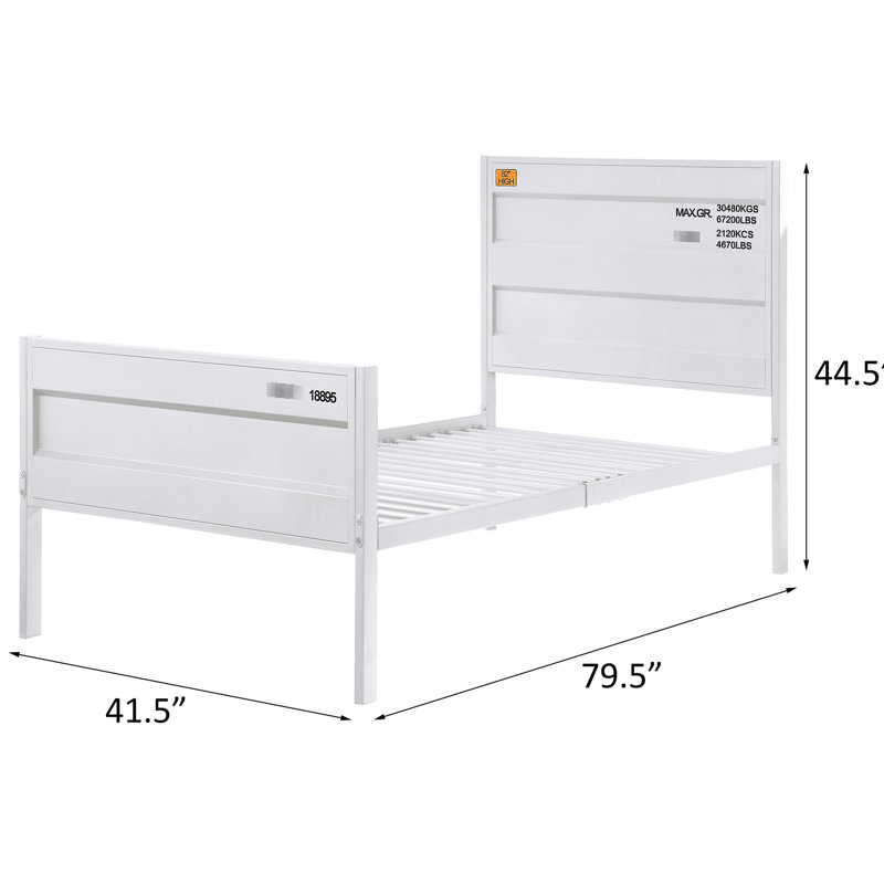Lit plateforme simple blanc avec structure en métal et tête de lit moderne, Blanc
