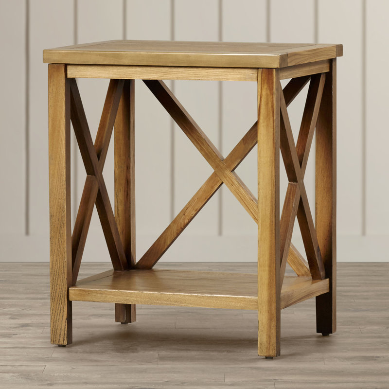 Paignt Solid Wood End Table, Oak