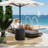 2026 Dense Fluted Design Modern Outdoor Patio Side Table, Umbrella Base With Umbrella Hole & Weight Bag,  2-In-1 Dual-Purpose Table For Garden, Pool, Deck, Balcony-124654589