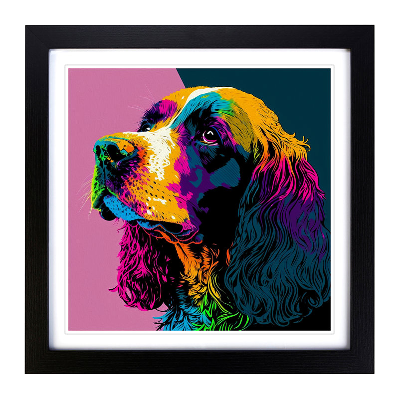 Cocker Spaniel Pop Art - Framed Print, Black