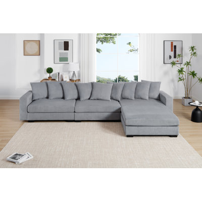 Krahling Oversized 144"W Corduroy Sectional Sofa With Ottoman by Ebern Designs