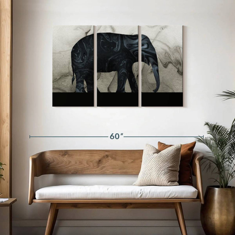 Abstract Elephant Silhouette, 28" H x 45" W