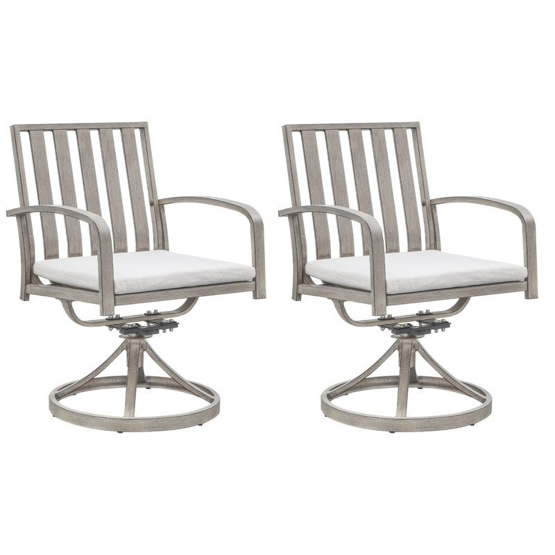 Ensemble de 2 chaises de patio en aluminium pour l'extérieur, pivotantes à 360 ° avec coussins lavables et chaises profondes