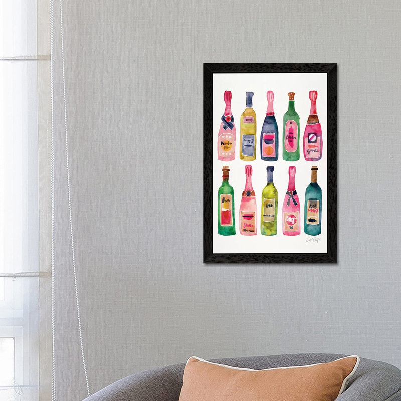 Champagne by Cat Coquillette - Painting on Canvas, 152.5 cm H x 101.5 cm W, Black Floater Framed