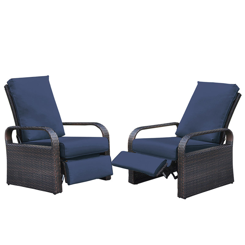 Chaise longue d'extérieur en métal Adhvik, Bleu marine