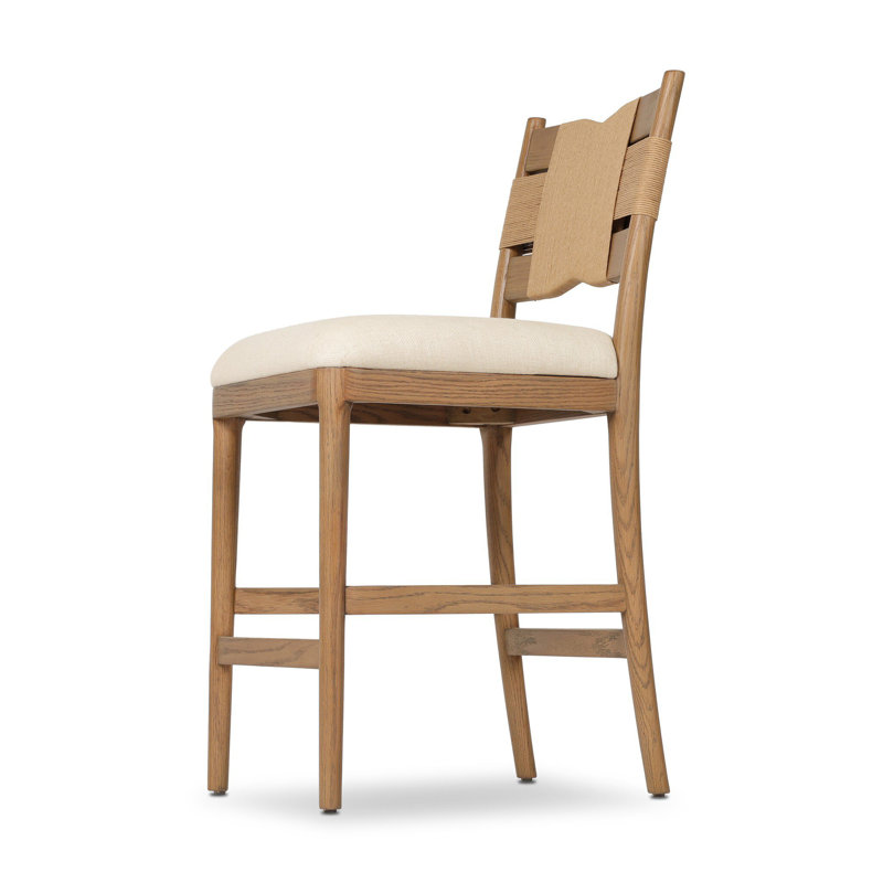 Tova Upholstered Stool, Light Buff Oak
