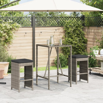 Ebern Designs Patio Bar Stools With Cushions 2 Pcs Poly Rattan