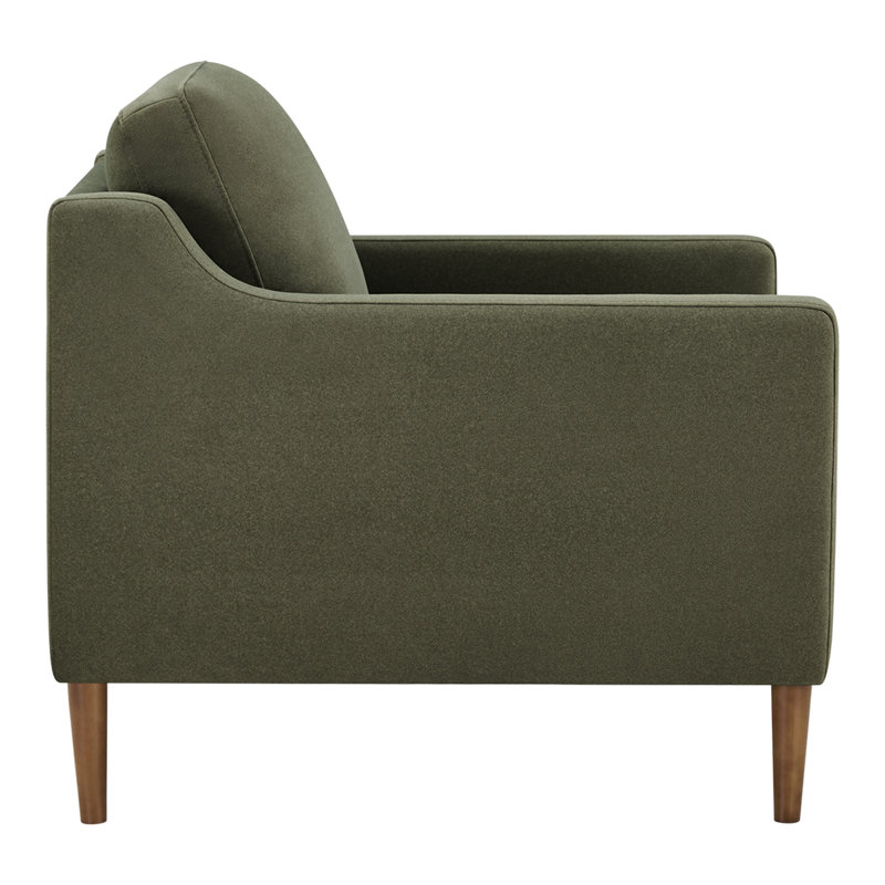 Daylen Mid-Century Tufted Upholstered Accent Armchair with Solid Wood Legs, Vesper Forest Velvet