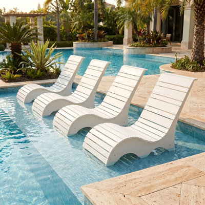 2PCS Outdoor Chaise Lounge, In-Pool Chaise Lounger (Set Of 2)