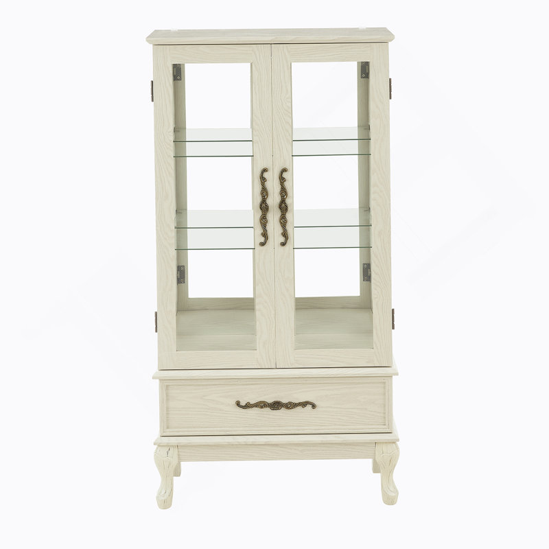 Armoire vitrée avec porte vitrée Curio, Blanc antique