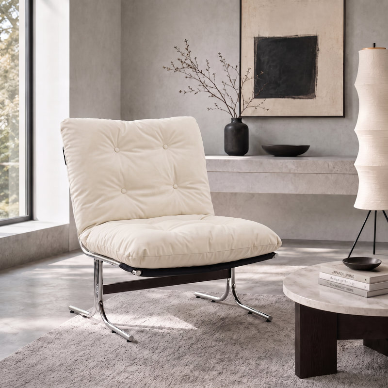 Méridienne Mid-Century, Blanc lustré
