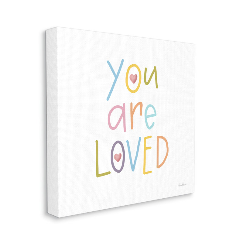 «You Are Loved Soft Rainbow Hearts», impression sur bois avec cadre flottant, H 36 po x l 36 po x P 1,5 po, Toile tendue