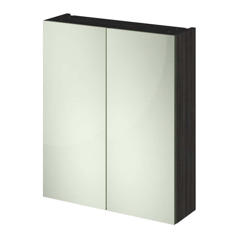 Fusion 600mm W 715mm H Surface Framed Medicine Cabinet Mirror 1 Adjustable, Black