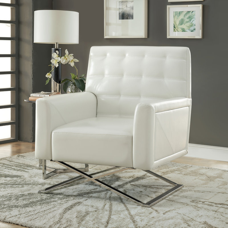 Bennacio 34" Wide Tufted Armchair in White