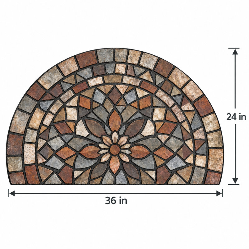 Tapis d'entrée extérieur demi-cercle, antidérapant