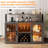 Freestanding Liquor Cabinet for Home with LED Lights Wine Bar Cabinet Coffee Bar Buffet Sideboard Storage with Wine Rack Glass Holder for Living Room Dining Room Grey-123516614