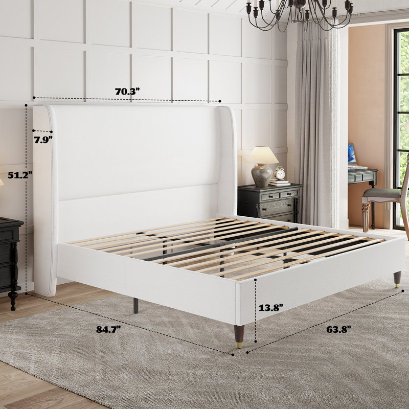 Cameren Upholstered Platform Bed, Queen, White