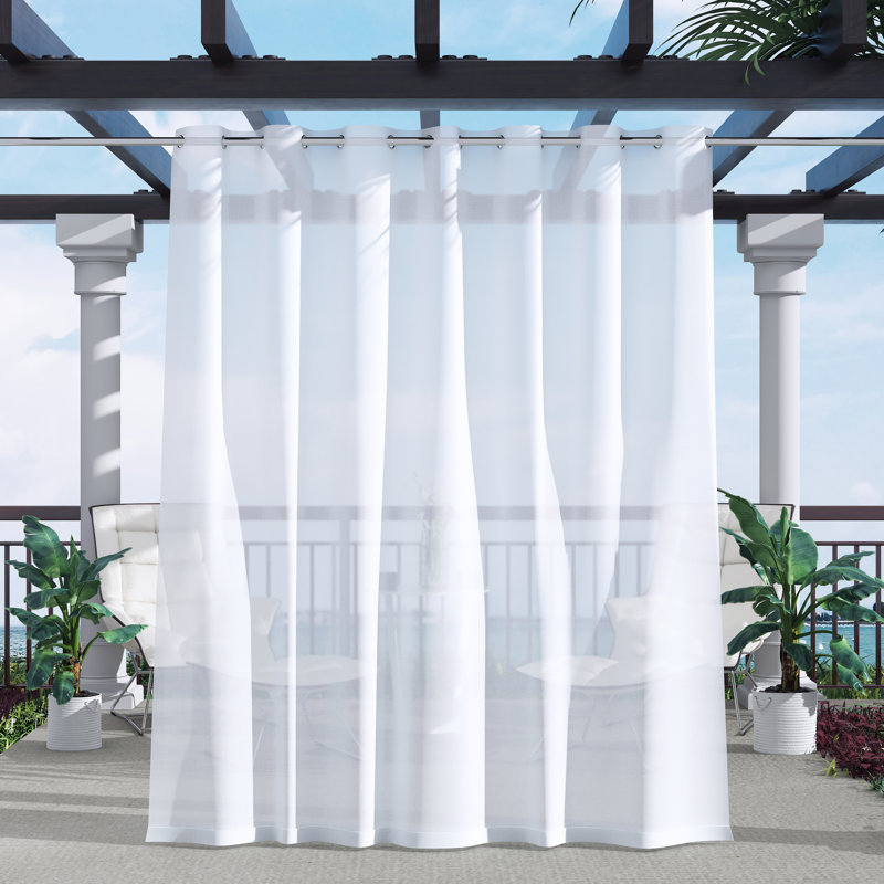 Panneau de rideau d'extérieur simple blanc transparent avec œillets l 100 po x L 96 po Abba, l 100 po x L 96 po, Blanc