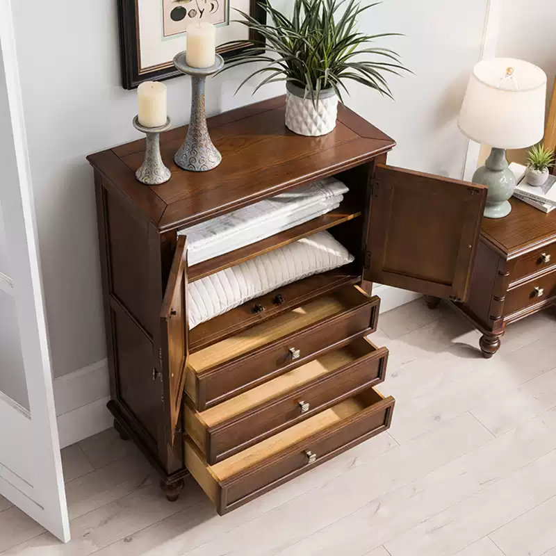 Thick Solid Wood Cabinet with Roman Column Legs