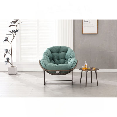 Chaise berçante d'extérieur, chaise berçante surdimensionnée en osier de patio, chaise berçante confortable pour l'intérieur et l'extérieur avec coussin épais, chaise longue moderne pour balcon, porche, jardin, cour arrière