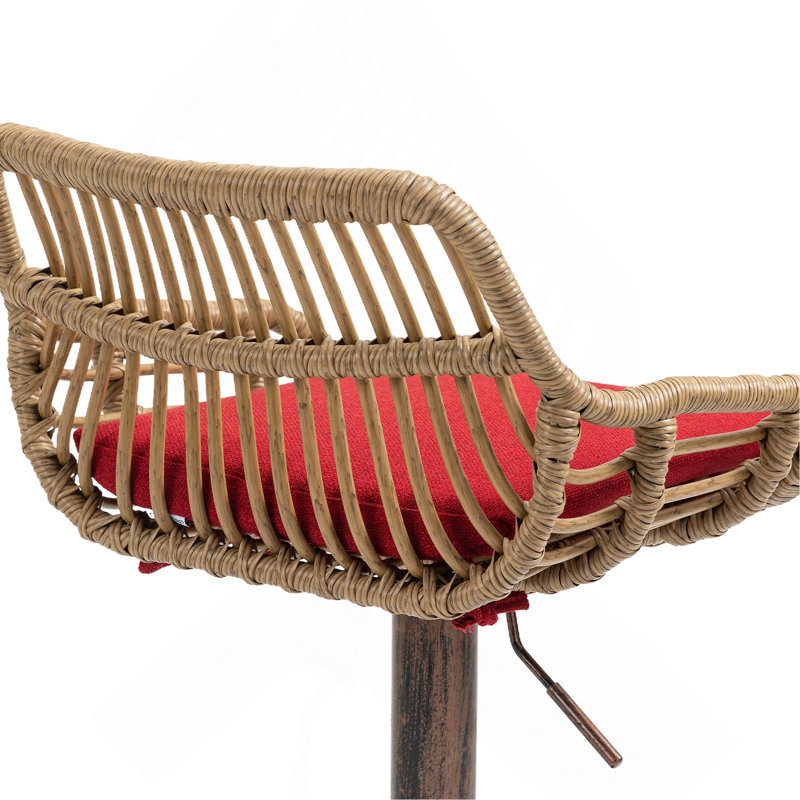 Ensemble de 2 tabourets de bar modernes pivotants avec repose-pieds réglables pour la cuisine et la salle à manger (rouge)