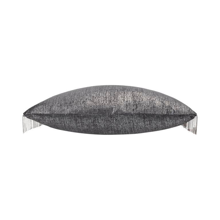 Maya Linen Accent Pillow, Charcoal/Silver