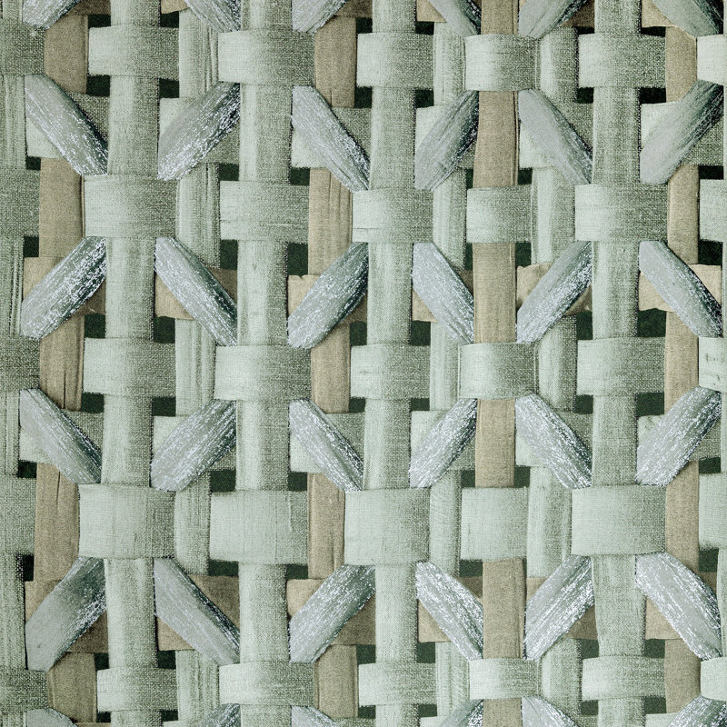 Chelchowska Pepper Collection Shimmer Finish Octogonal Honeycomb Seta 10.05m x 53cm Wallpaper Roll, Green