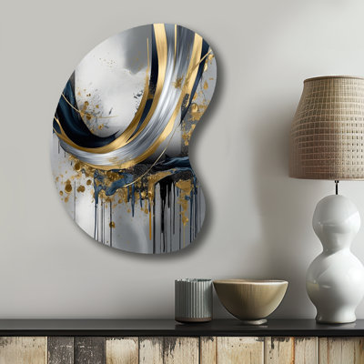 Geier - Asymmetrical Abstract Marble Metal Wall Art, Irregular Shape Metal Wall Sculpture Print