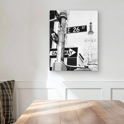 New York City Street Signs - Monochrome Metal Print Decor