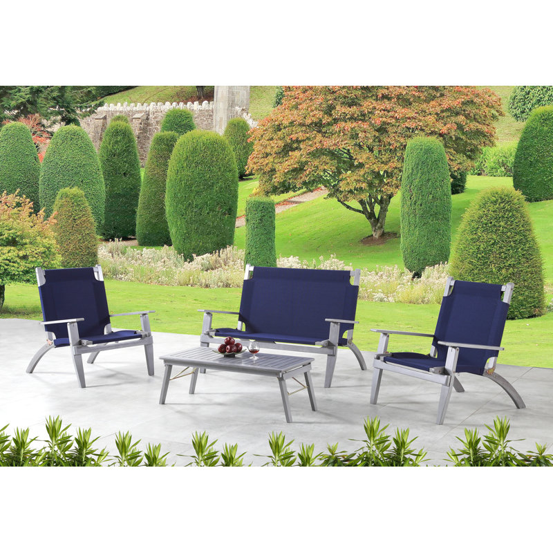 Scoggins Acacia 4 - Person Patio Conversation Set, Gray