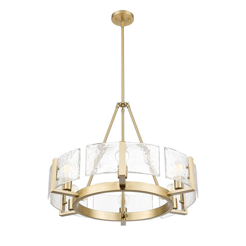Aenon Chandelier with Hammered Water Glass, 65.63'' H x 21'' W x 27.75'' D, Brushed Champagne Bronze, 6